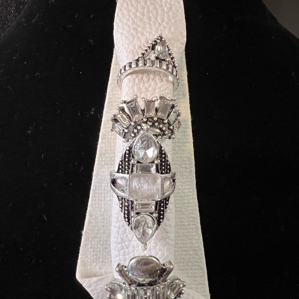 Free People Rhapsody Ring Set - Silver / Crystal